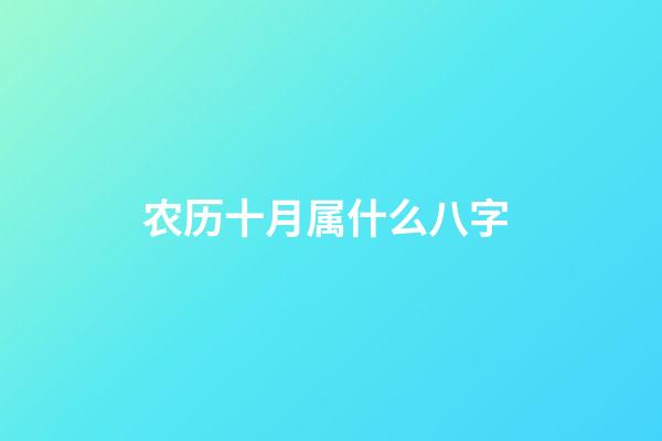 农历十月属什么八字 (农历10月是什么月八字)-第1张-观点-玄机派